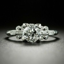 1.5Ct White Round CZ CZ Vintage Antique Engagement Ring In Sterling Silver