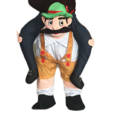 Erwachsene Maskottchen Carry Ride On Oktoberfest Tracht Schweinchen Bier Bayrisch Kostüm
