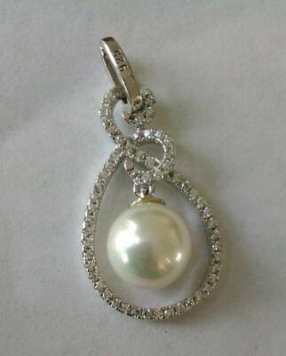 925 Sterling Silver Pendant Reconstructed Shell & CZ