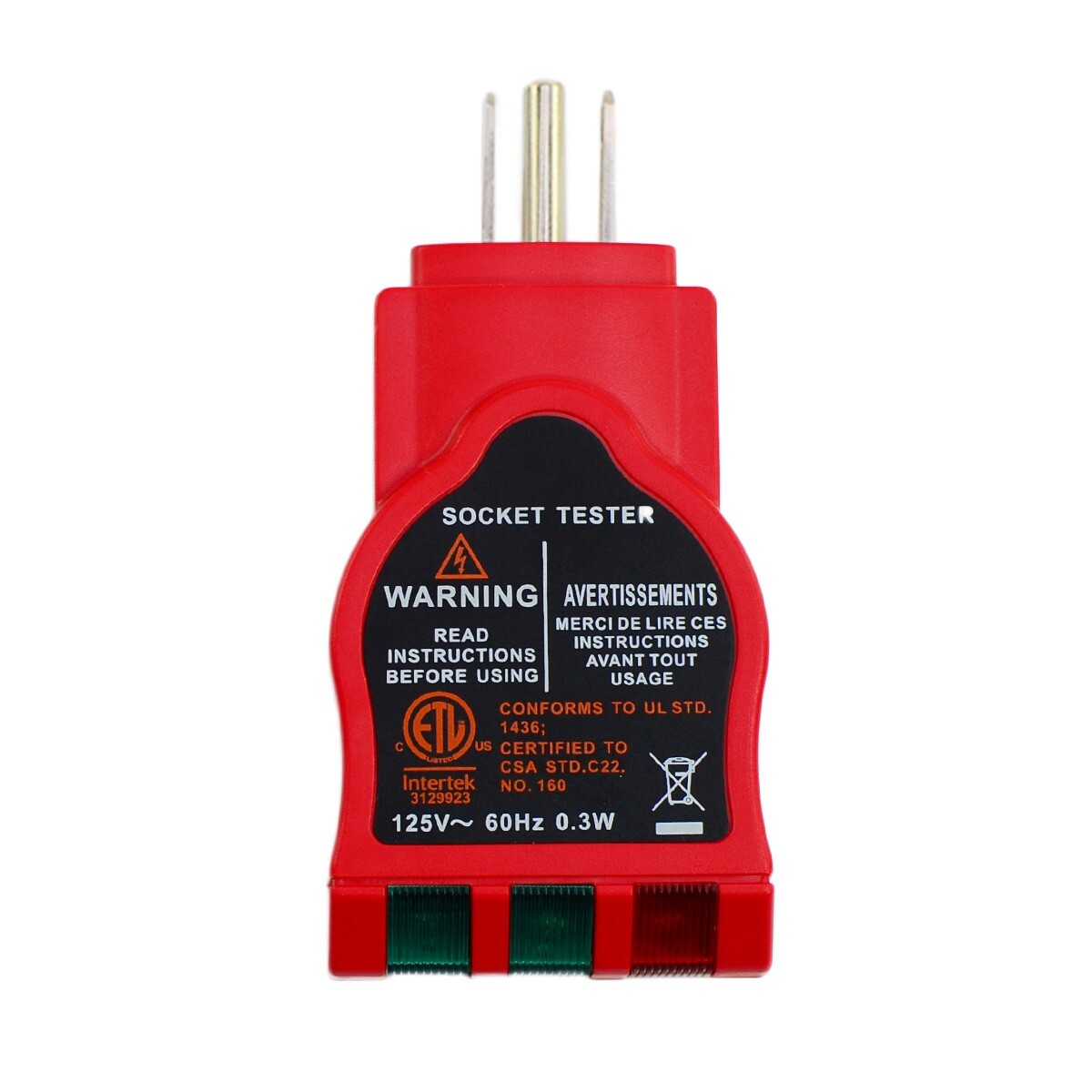 GFCI Outlet Tester With Voltage Detector - 125V Wall Plug Wire Fault Finder, Red ABS Plastic