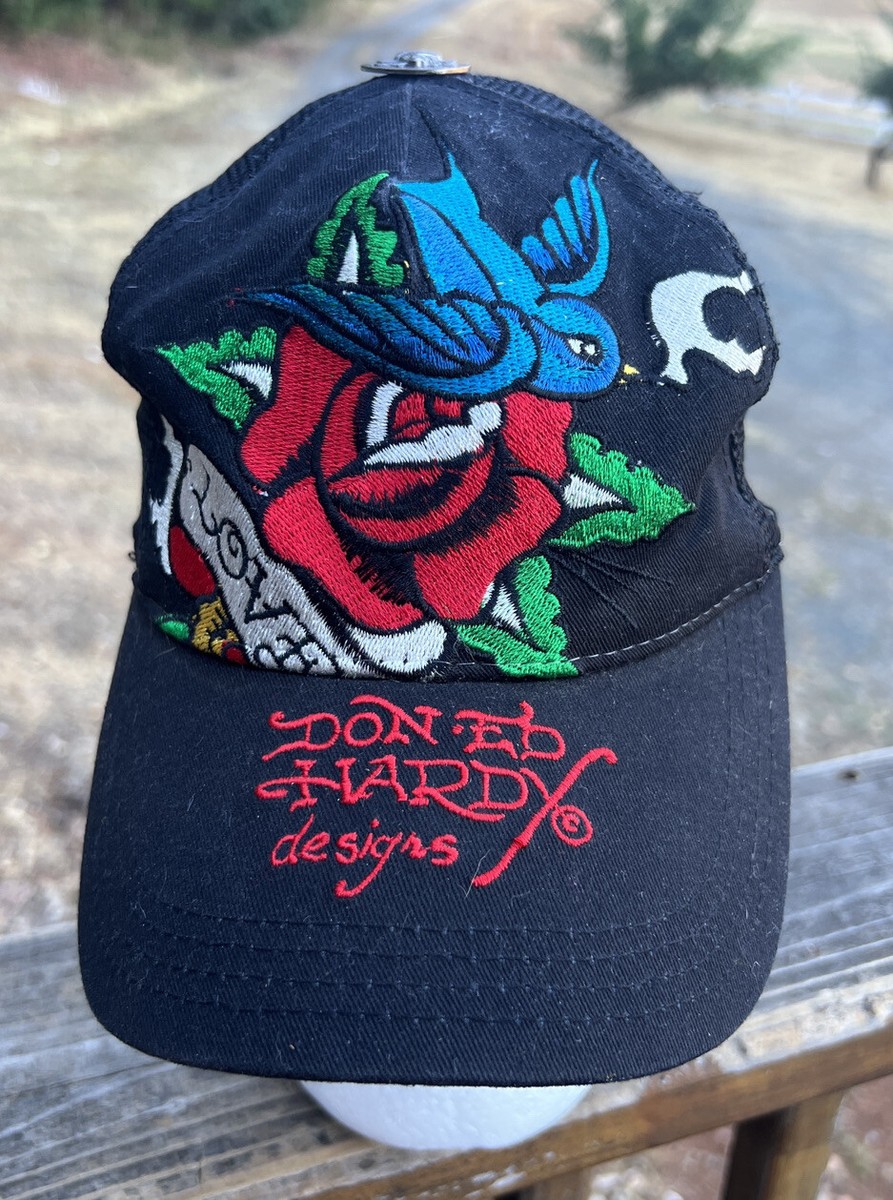 ❤️Ed Hardy Blue Cap with Panther and Rose Embroidery- $70 or $60 w/offer ED HARDY Rhinestone Panther Trucker Hat EHH0001-2RS - Shiekh main image 4