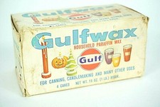 GULF Gulfwax Household Paraffin Wax 1 lb.Box 4 Cakes Canning  Candles Vintage