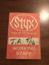 Backstage Pass - STYX Edge of the Century - cloth pass - Working Staff