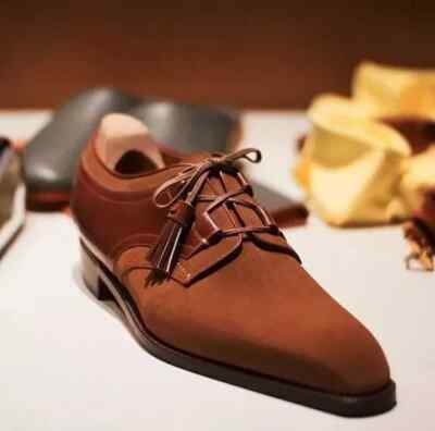 Men's Genuine Handmade Leather Shoes Brown Lace Up Oxford Shoe Formal Dress Shoe