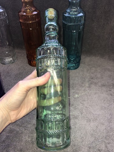6 CRAFT CO CORKED BOTTLE WITH RAISED CHAINS DESIGN TOP AND BOTTOM ~ 12” Tall - Picture 7 of 10