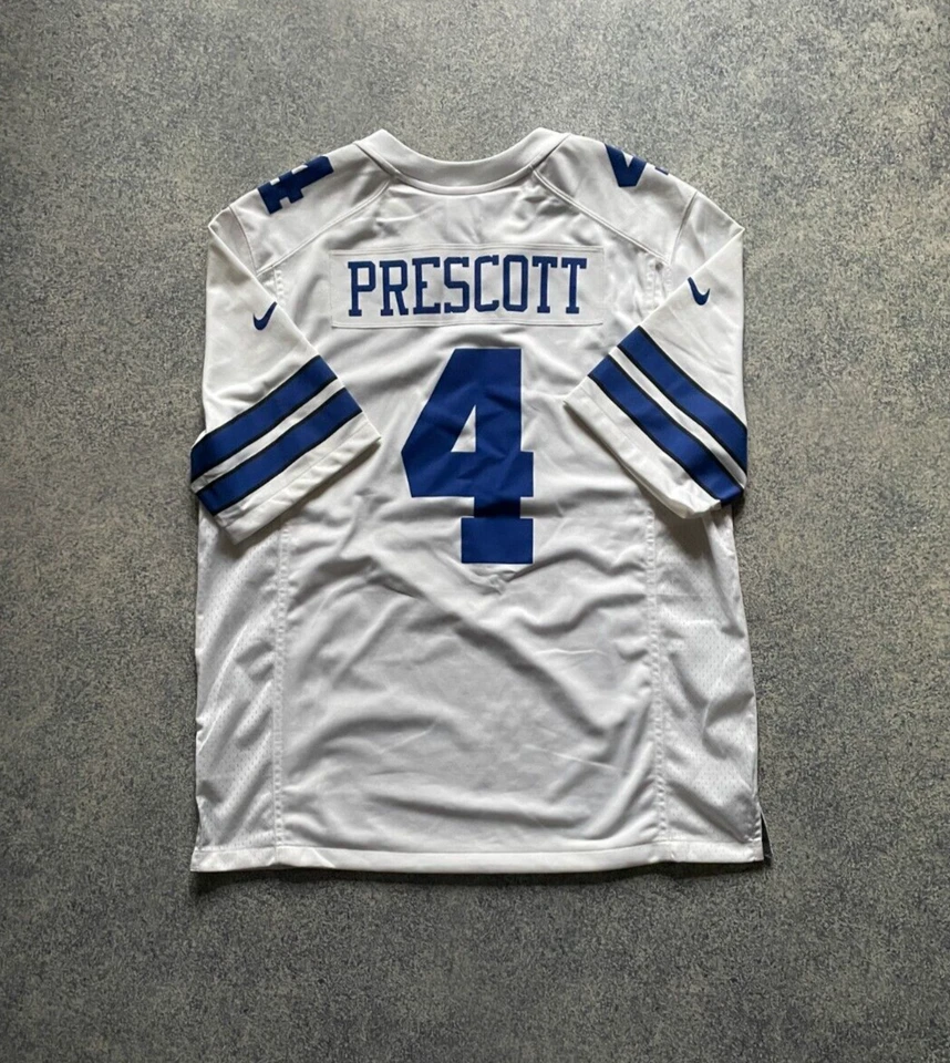 Maillot blanc NFL homme Dallas Cowboys Dak Prescott #4 Nike taille adulte hom... - Photo 2/4