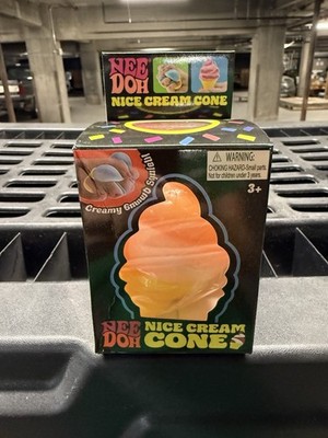 Nee Doh Nice Cream Cone Squeeze Toy, Squishy, Orange Needoh