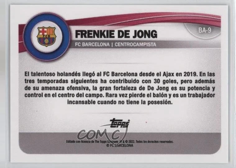 2022-23 Topps FC Barcelona Fan Set Aqua /199 Frenkie de Jong #BA-9 - Image 2 of 2