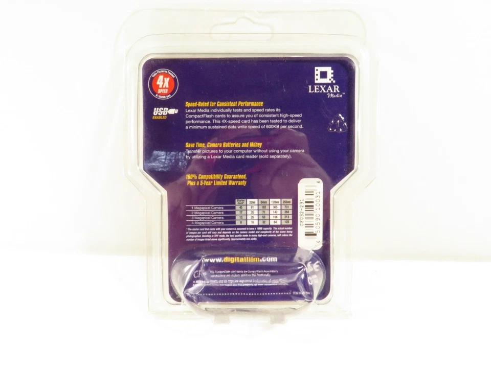 NEW LEXAR MEDIA 32MB COMPACT FLASH USB Enabled DIGITAL CAMERA MEMORY CARD, RARE! - Image 3 of 3