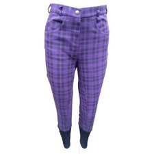 Women Equine Riding Jodhpurs Pull On Stretch Cotton Purple Pants