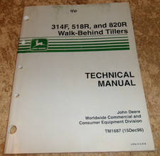 1996 john deere 314F/518R/820R walk-behind tillers tech manual nice used
