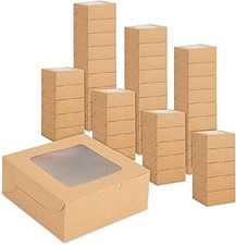 Juvale Cookie Boxes with Window - 50-Pack 6x6x2.5 in, Brown Paperboard - Bakery