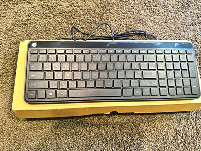 HP SK-2028 Slim Wired USB Keyboard QWERTY English Enhanced Function Keys Black