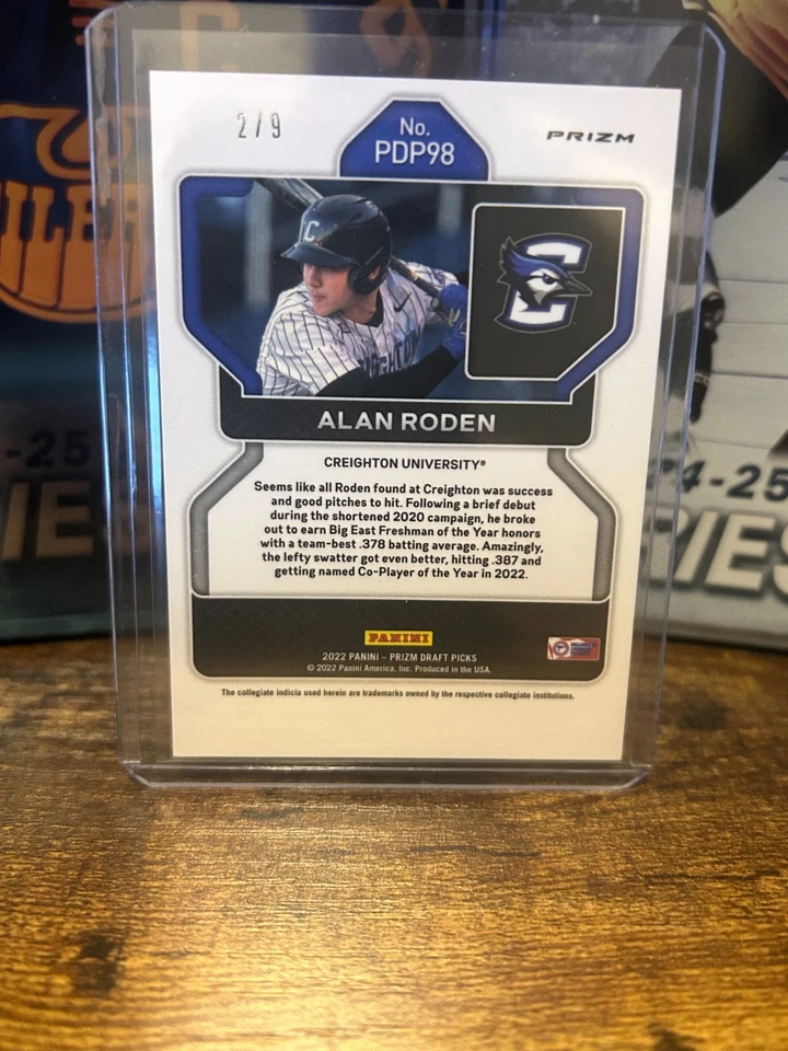 2022 PANINI PRIZM DAFT PICKS ALAN RODEN /9 BLUE REFRACTOR #PDP98 - Image 2 of 2