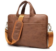 Kinmac Coffee Pu 360  Protective Water-Resistant Canvas Laptop shoulder Mes