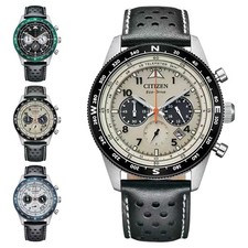 Chronograph Eco-Drive Multi Zifferblatt Leder Armband Herren Business Uhr 43mm