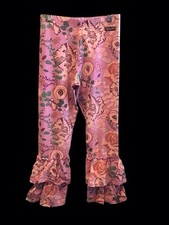 Matilda Jane Size 14 Girls Double Ruffle Pink Floral Leggings Pants