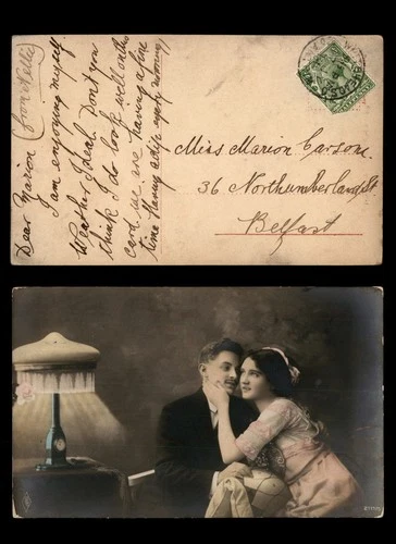 Mayfairstamps Great Britain 1914 White Heads to Belfast Couple Postcard aax_3729
