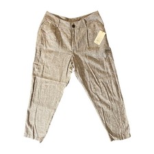 A New Day Linen Blend Cropped Pants Size 4 Gray Pleated Trousers NEW NWT