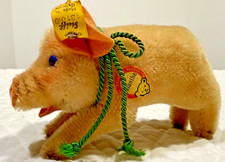 Steiff VINTAGE Pig Jolanthe 1310 with all IDs Neck Cord Excellent Condition