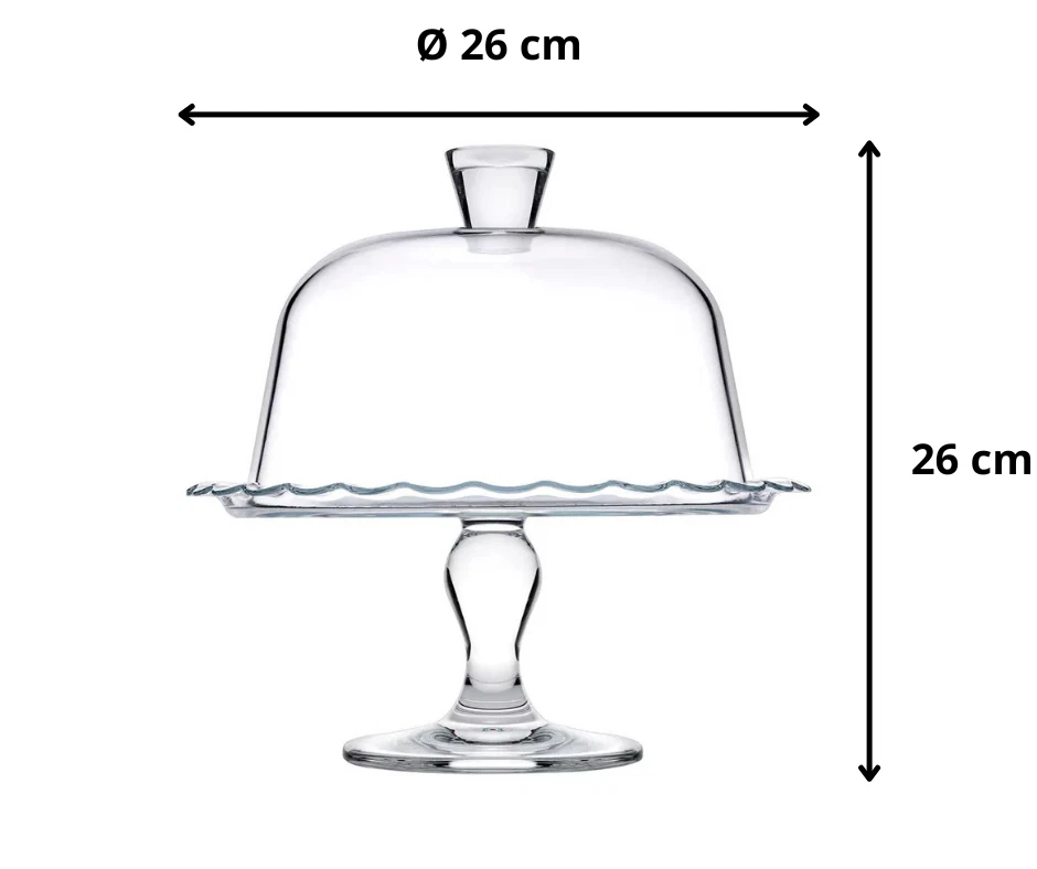 ALZATA IN VETRO PORTA DESSERT DOLCI CON CAMPANA DIAMETRO Ø 26 CM - Pasabahce - Immagine 3 di 4