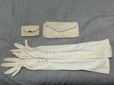 Vintage Walborg Hand Beaded Satin Evening Clutch With Gloves And Wallet