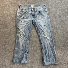 True Religion Billy Super T Flapper Jeans Men 32 X 26 Boot Big Stitch Distressed