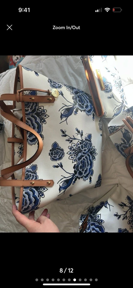 Brahmin Blue Delft Duxbury Tote Floral Blue bag bundle - Image 2 of 4