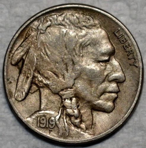 Very Fine 1919-S Buffalo Nickel, Solid, Tough Date specimen.