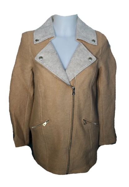 Damen Mantel Wollmantel Kurzmantel Sand Beige Bc Best Collection Gr. 36 Neu-image