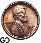 1912 Lincoln Cent Wheat Penny, Frosty Red, Solid Gem BU++ RD