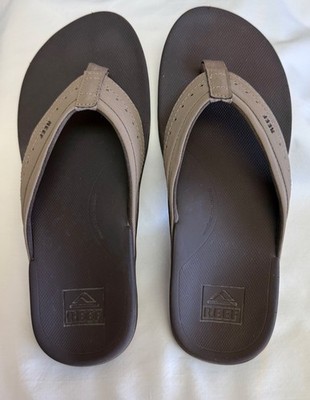 Mens 9 Reef L-18 SAV Sandal Brown Flip Flops Tan Brown Slide Beach Casual Travel