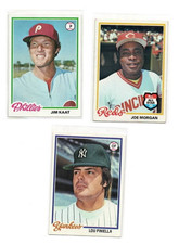 (LOT OF 3) 1978 TOPPS MLB JOE MORGAN #300, JIM KAAT #715, LOU PINIELLA #159