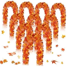  12 Pcs Fall Maple Leaf Garland 5.7 ft Artificial Maple Leaves Autumn Garland 