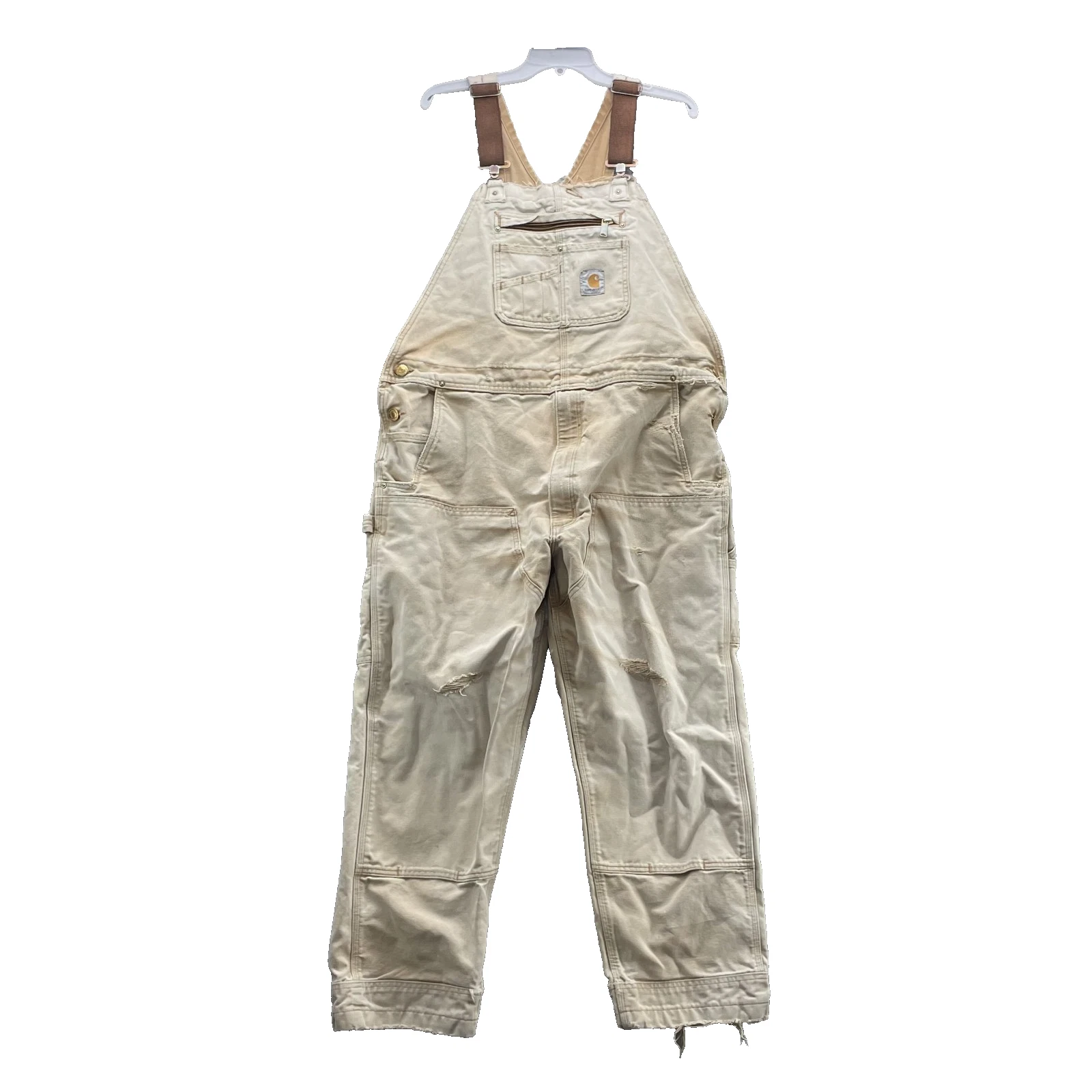 VTG Carhartt Double Knee Bib Overalls Mens 44x27* Workwear Outdoor Insulated USA