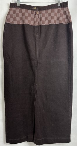 Vintage David David Größe 14 2-teilig braun Denim Reißverschluss Maxirock Reißverschluss Jacke Outfit - Bild 19 von 24