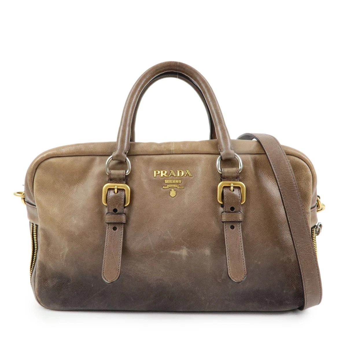 PRADA Brown Leather Shoulder Bags for Women for sale | eBay