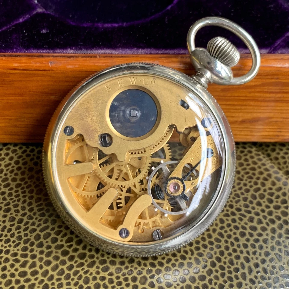 Antique New England Watch Co. Duplex Skeletonized Manual Wind Pocket Watch - Image 2 of 4