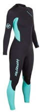 Hyperflex Vyrl Women's Back Zip Fullsuit Wetsuit - 3/2mm - Black/Teal - Size 8
