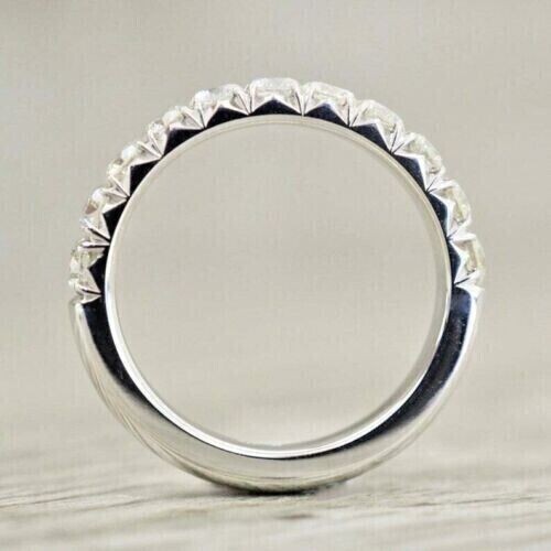 2Ct Round Cut Real Moissanite Half Eternity Wedding Band Solid 14K ...