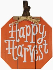 Wooden Pumpkin Sign Yard Sign Rustic Halloween Harvest Day Decor Outdoor Orange 