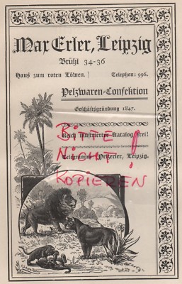 Leipzig, Advertising 1904, Max Erler Fur Goods Bundle