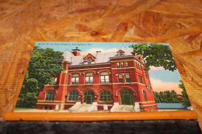 Postcard-X-Post Office, Abingdon, Va.-Linen-Unposted