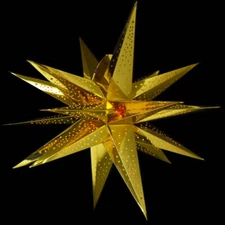 Quasimoon 24" Moravian Glossy Gold Multi-Point Paper Star Lantern Lamp, Hangi...