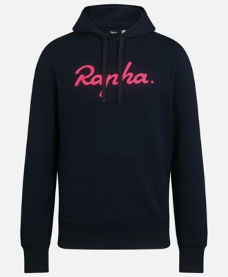 Rapha Logo Pullover Hoodie Dark Navy/Hi-Vis Pink Neu mit Etikett Größe M