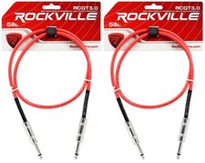 2 Rockville RCGT3.0R 3' 1/4" TS to 1/4'' TS Guitar/Instrument Cable