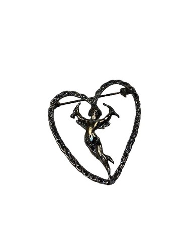 Broche Art Déco Ancienne En Argent Sterling Et Hématite - Antique, Occasion
