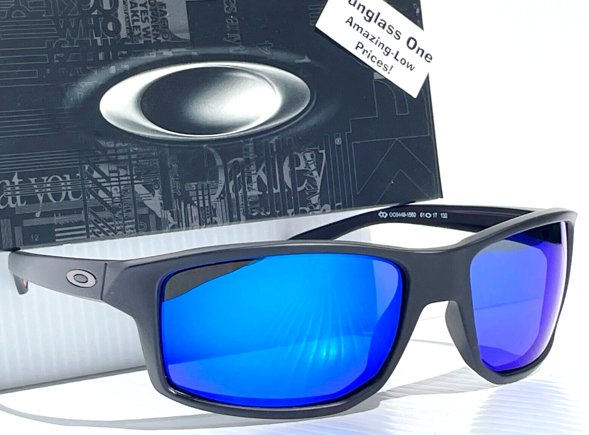 NEW Oakley GIBSTON Matte Black POLARIZED Galaxy Blue Lens Sunglass