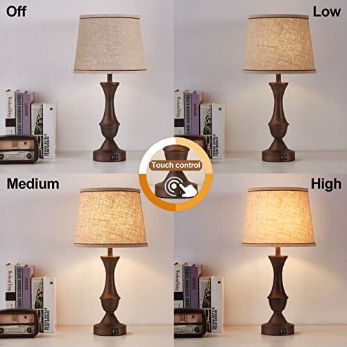 Luvkczc Table Lamps for Bedrooms Set of 2 Touch Bedside Lamps with USB