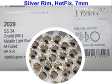 Swarovski Silver Ringed Flatback HotFix 34ss Metal.Lt.Gold 2029 S-Rim 7mm ss34